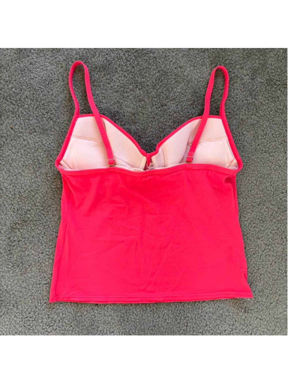 EUC Victorias Secret Bright Coral Twiat Front Strappy Tankini Top Padded Cups34D - Picture 4 of 9